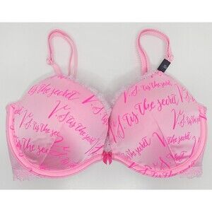Vs LE fashion show NYC 2015  dream Angel Demi Push Up Bra 32D Pink Logo/graphics